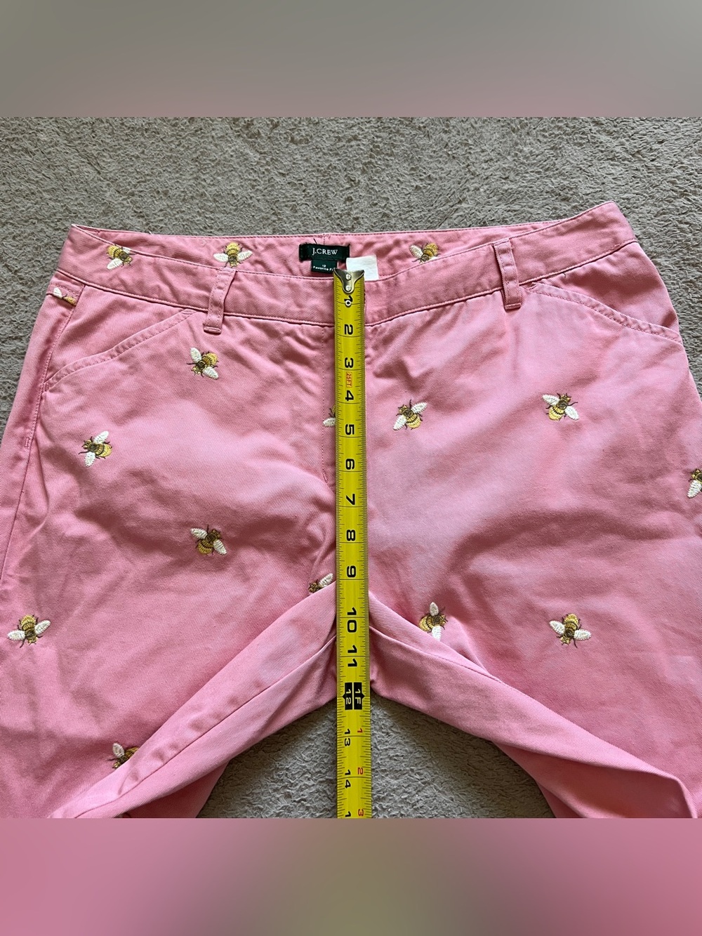 J. Crew Favorite Fit Bee Embroidered Cotton Ankle Pants Cottage Whimsical Sz 12 - Picture 4 of 6